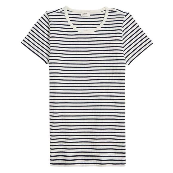J.Crew Factory Striped Ribbed Crewneck Tee Shirt Size Medium NWT - Picture 1 of 7